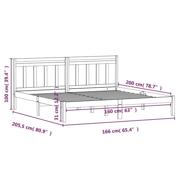 vidaXL Sengeramme heltre furu 160x200 cm