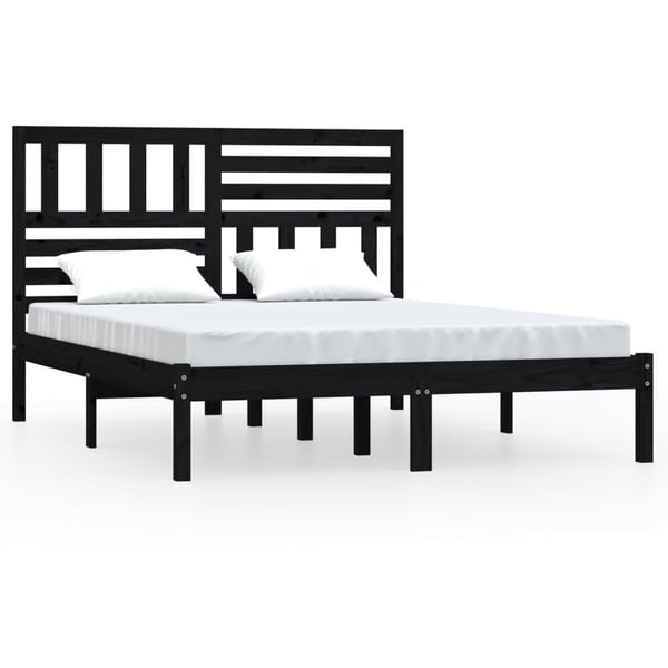 vidaXL Sengeramme svart heltre furu 140x190 cm