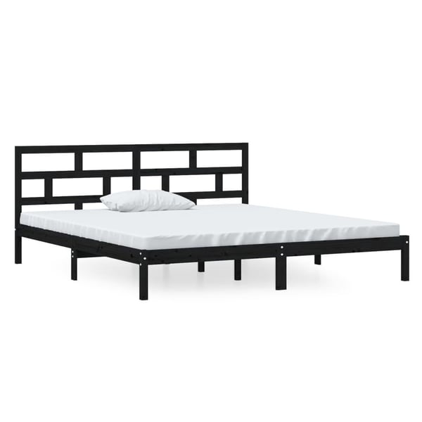 vidaXL Sengeramme svart heltre furu 140x190 cm