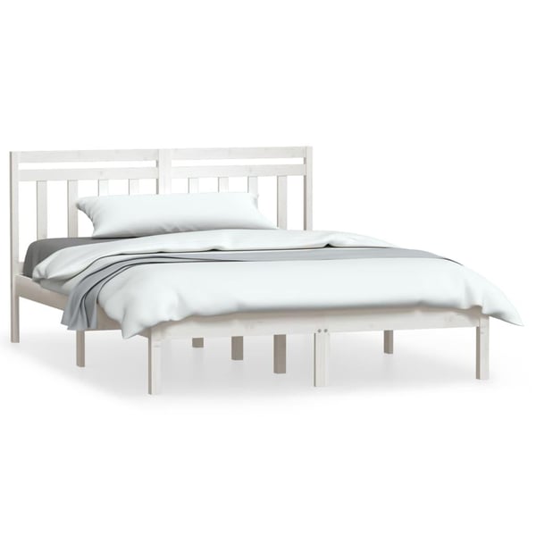 vidaXL Sängram massivt trä 150x200 cm vit