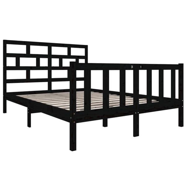 vidaXL Sengeramme svart heltre furu 135x190 cm Double
