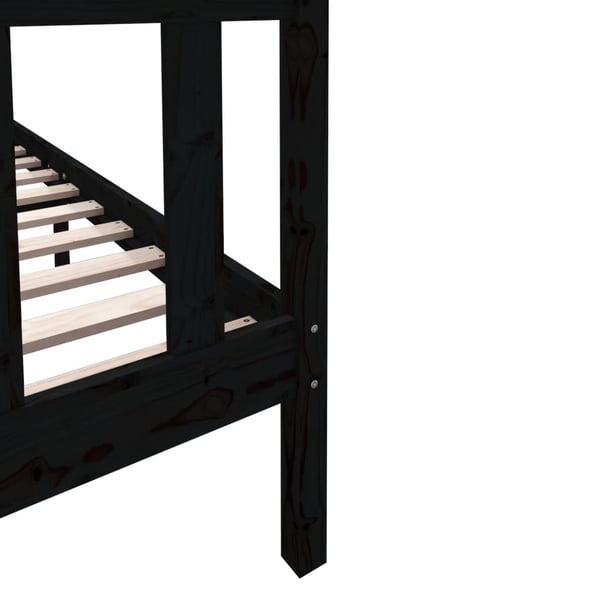 vidaXL Sengeramme svart heltre furu 135x190 cm Double