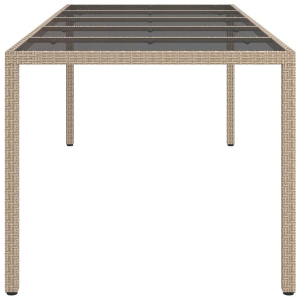 vidaXL Hagebord 250x100x75 cm herdet glass og polyrotting beige