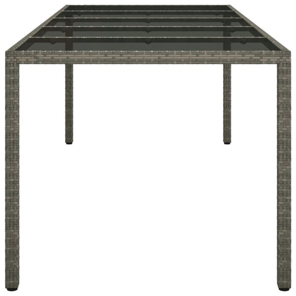 vidaXL Hagebord 250x100x75 cm herdet glass og polyrotting grå
