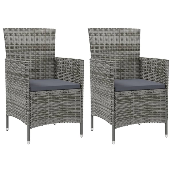vidaXL havestole med hynder 2 stk. polyrattan grå