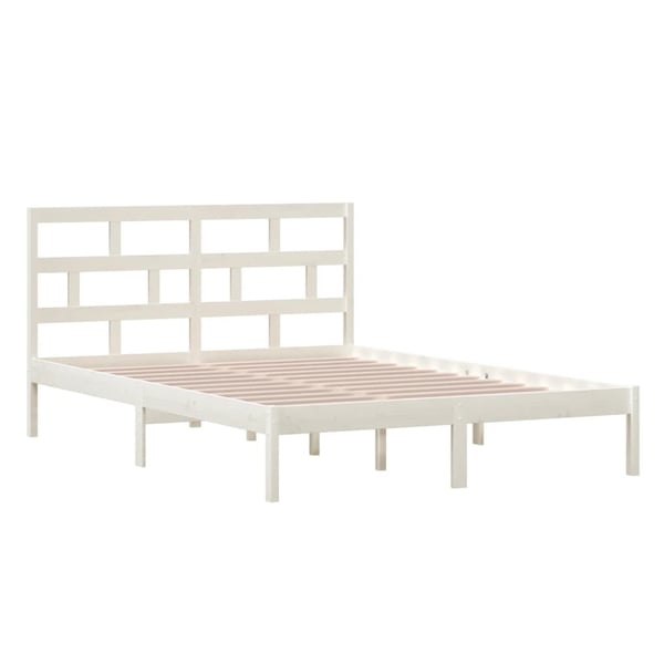 vidaXL sengeramme 140x200 cm massivt fyrretræ hvid