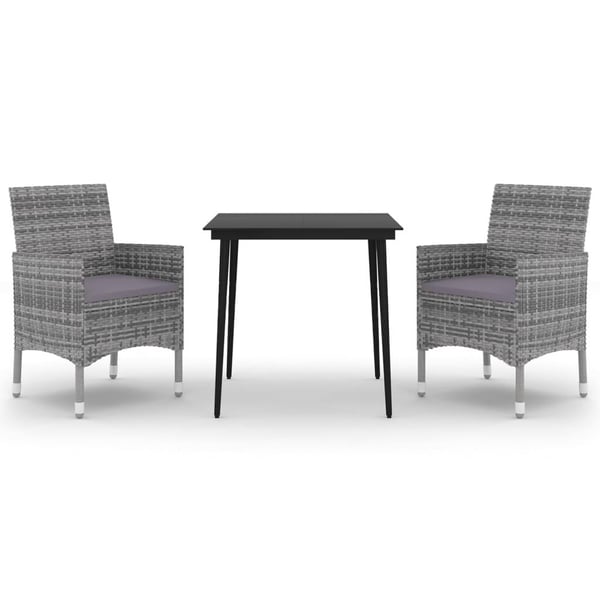 vidaXL spisebordssæt til haven 3 dele med hynder polyrattan og glas