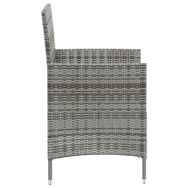 vidaXL udendørs spisebordssæt 3 dele med hynder polyrattan grå