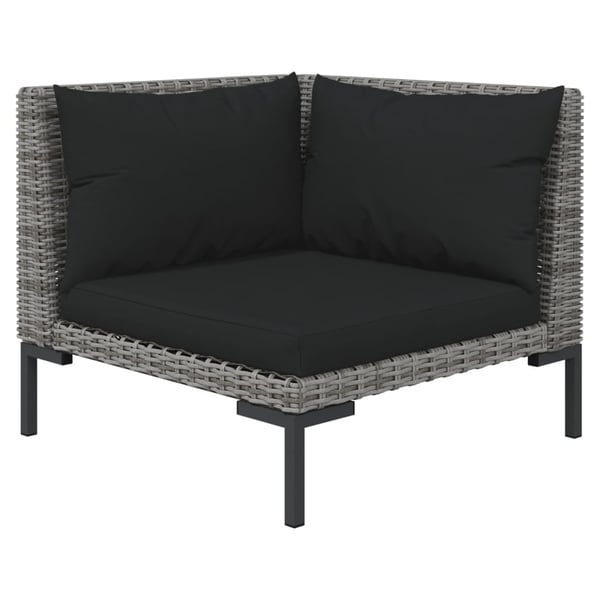 vidaXL loungesæt til haven 5 dele med hynder polyrattan mørkegrå