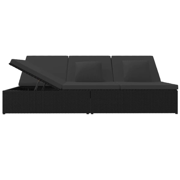 vidaXL fleksibel soleng med hynder polyrattan sort