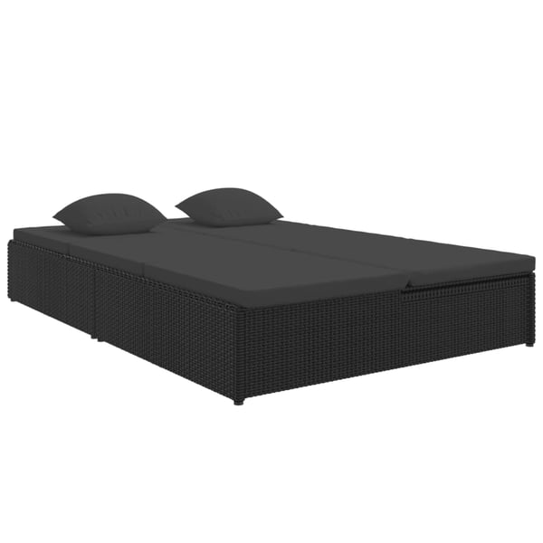 vidaXL fleksibel soleng med hynder polyrattan sort