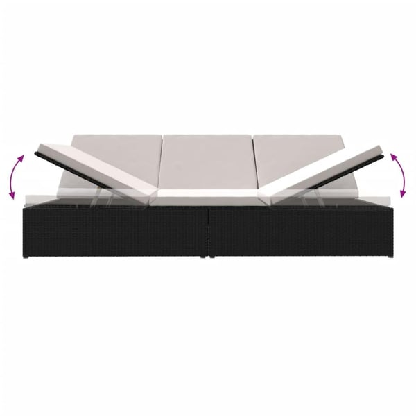 vidaXL fleksibel soleng med hynder polyrattan sort