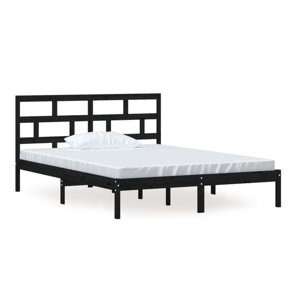 vidaXL Sengeramme svart 150x200 cm King Size heltre