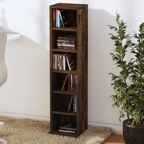 vidaXL CD-skap røkt eik 21x20x88 cm konstruert tre