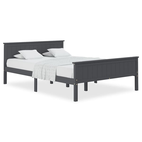 vidaXL sengeramme 160x200 cm massivt fyrretræ grå