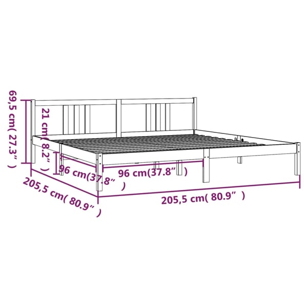 vidaXL Sengeramme honningbrun heltre 200x200 cm