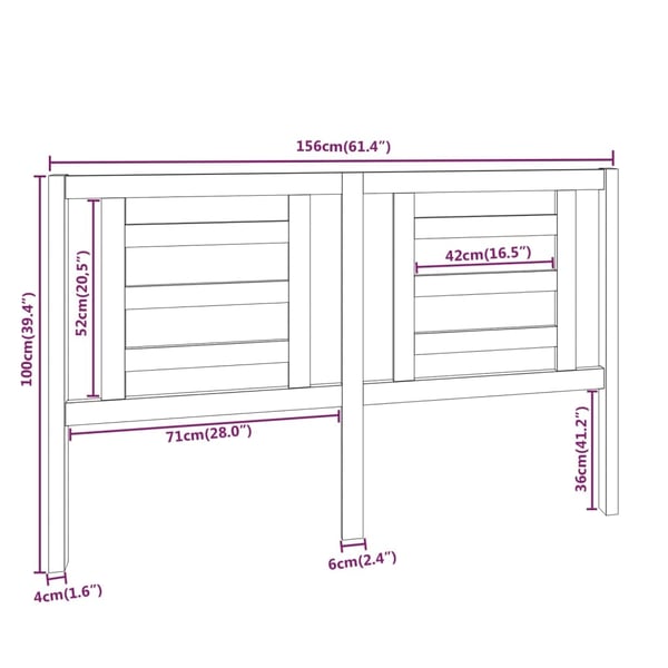 vidaXL Sengegavl honningbrun 156x4x100 cm heltre furu