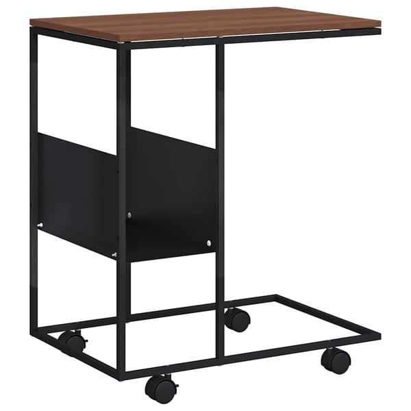 vidaXL Sidebord med hjul svart 55x36x63,5 cm konstruert tre