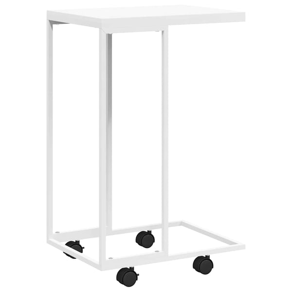 vidaXL Sidebord med hjul hvit 40x30x63,5 cm konstruert tre