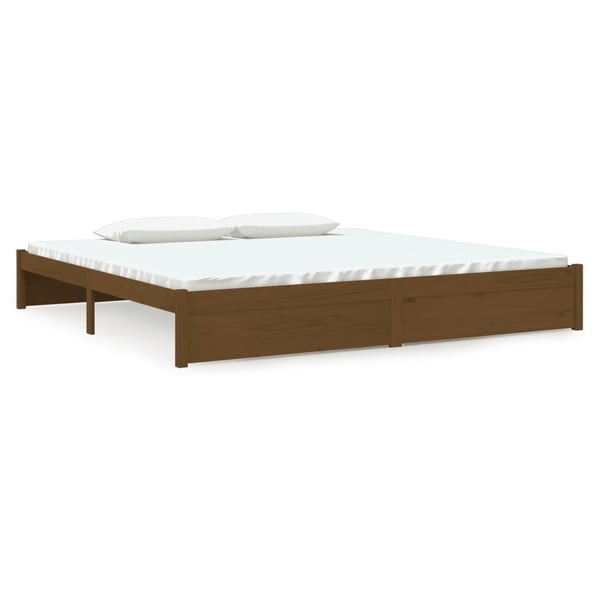 vidaXL Sengeramme honningbrun heltre 200x200 cm