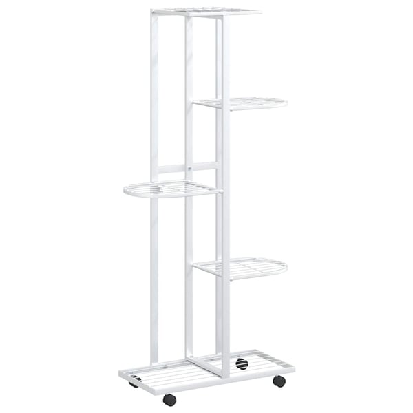 vidaXL Blomsterstativ med hjul 5 etasjer 44x23x100 cm hvit jern
