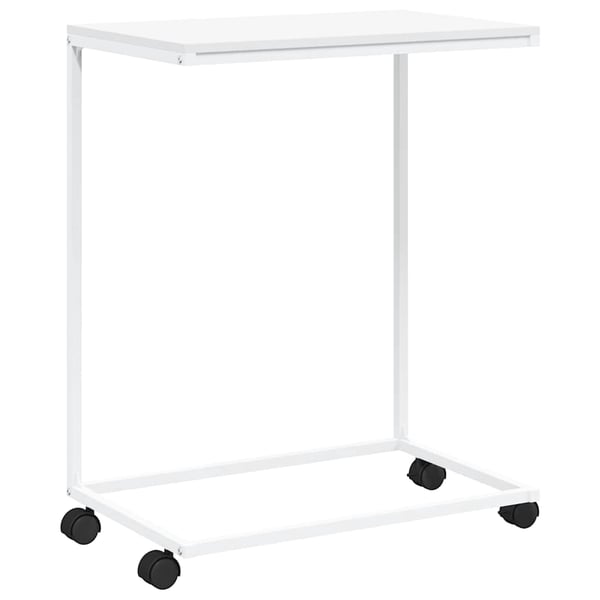 vidaXL Sidebord med hjul hvit 55x35x70 cm konstruert tre