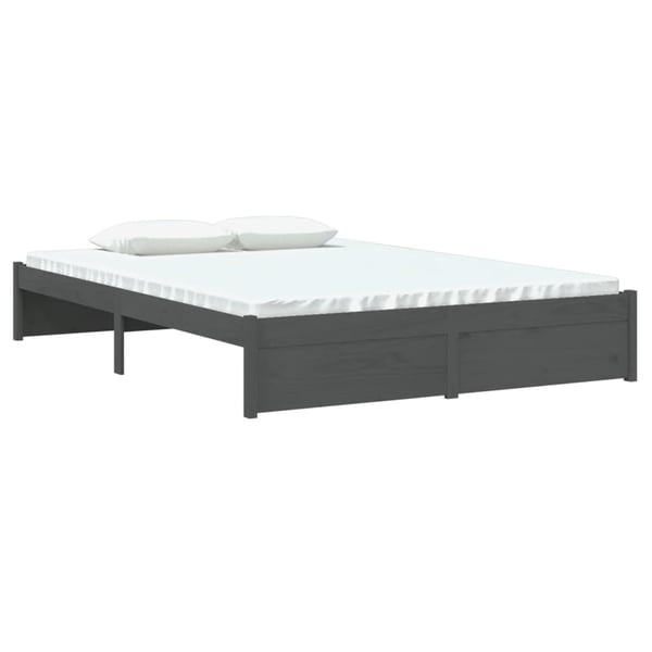 vidaXL Sengeramme grå heltre 140x190 cm