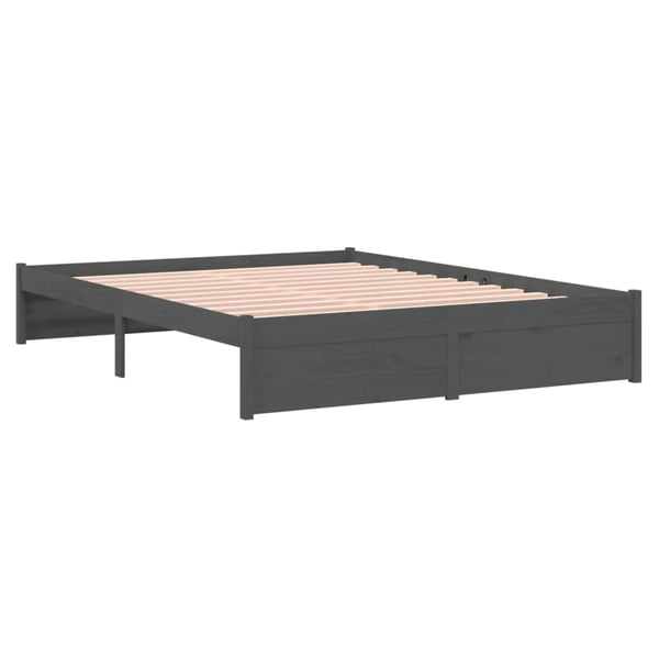 vidaXL Sengeramme grå heltre 135x190 cm Double