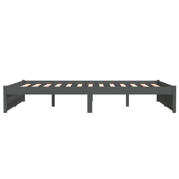 vidaXL Sengeramme grå heltre 135x190 cm Double