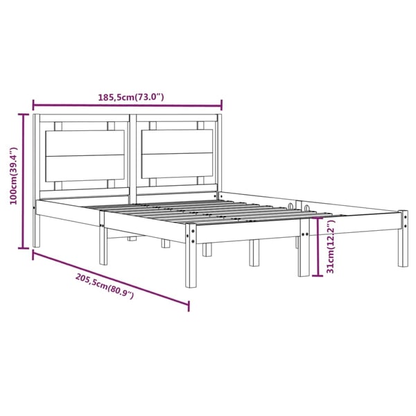 vidaXL Sengeramme heltre 180x200 cm Super King