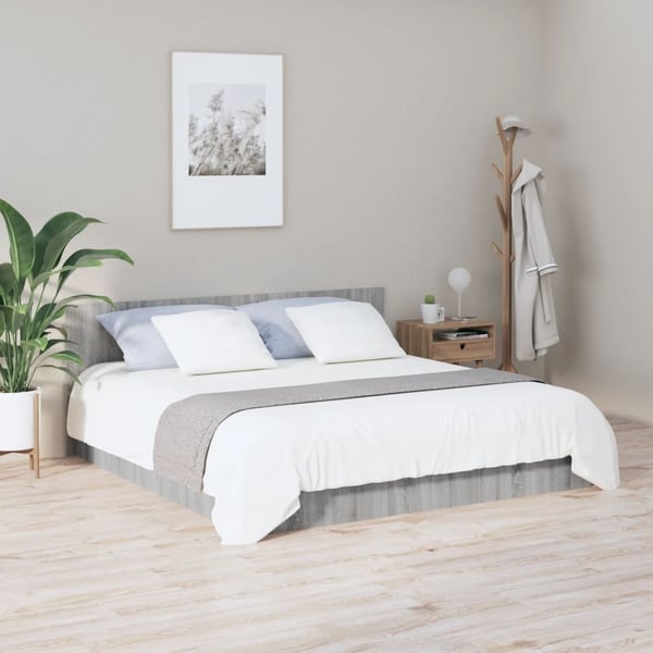 vidaXL Sengegavl grå sonoma 200x1,5x80 cm konstruert tre
