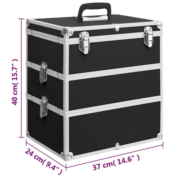 vidaXL makeupkuffert 37 x 24 x 40 cm sort aluminium