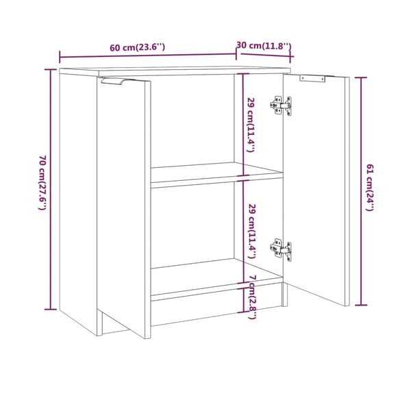 vidaXL Skjenk hvit 60x30x70 cm konstruert tre
