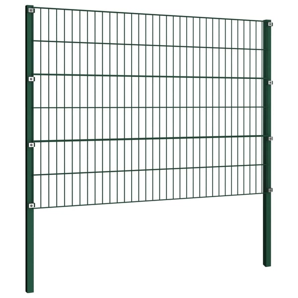 vidaXL hegnspaneler med stolper 17 x 1,2 m jern grøn