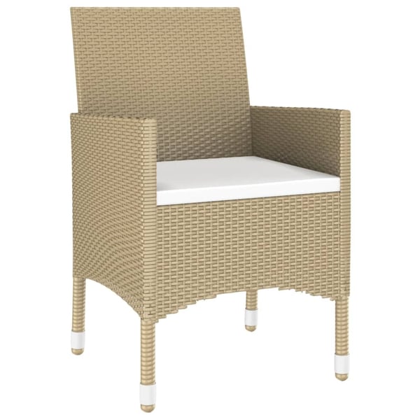 vidaXL spisebordssæt til haven 5 dele polyrattan og hærdet glas beige