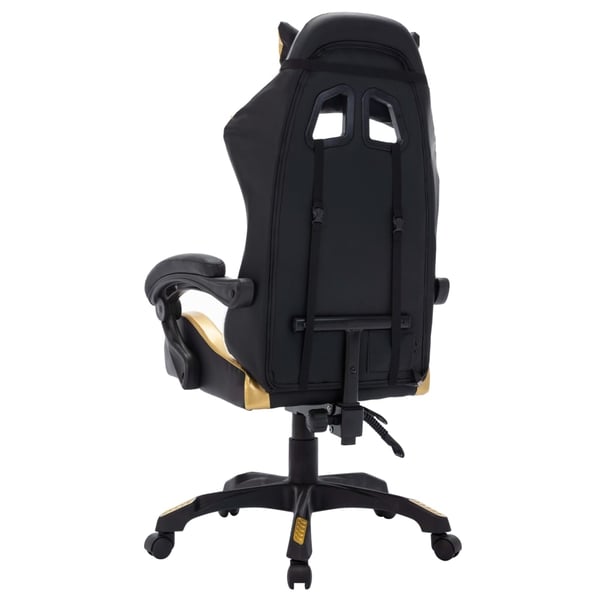 vidaXL gamingstol m. LED-lys RGB-farver kunstlæder guldfarvet og sort