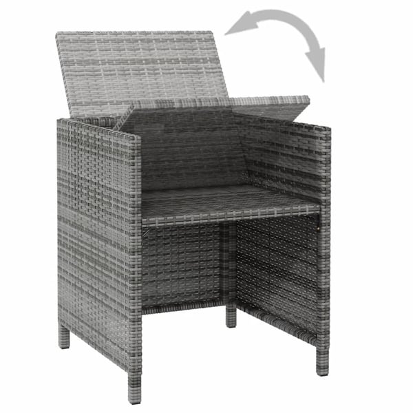 vidaXL havestole med skamler 4 dele polyrattan grå
