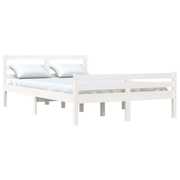 vidaXL Sengeramme hvit heltre 135x190 cm Double