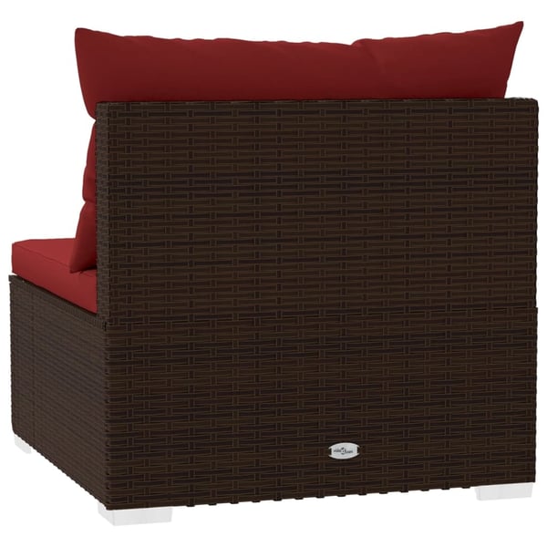 vidaXL 3-personers sofa med hynder polyrattan brun