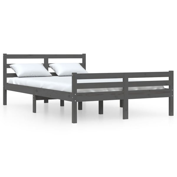 vidaXL Sengeramme grå heltre 150x200 cm King Size