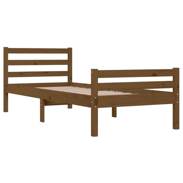 vidaXL Sengeramme honningbrun heltre 75x190 cm Small Single