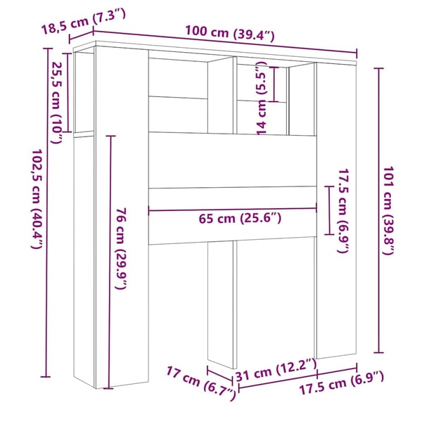 vidaXL sengegavl med opbevaring 100x18,5x104,5 cm hvid