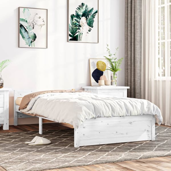 vidaXL Sengeramme hvit heltre 90x190 cm Single