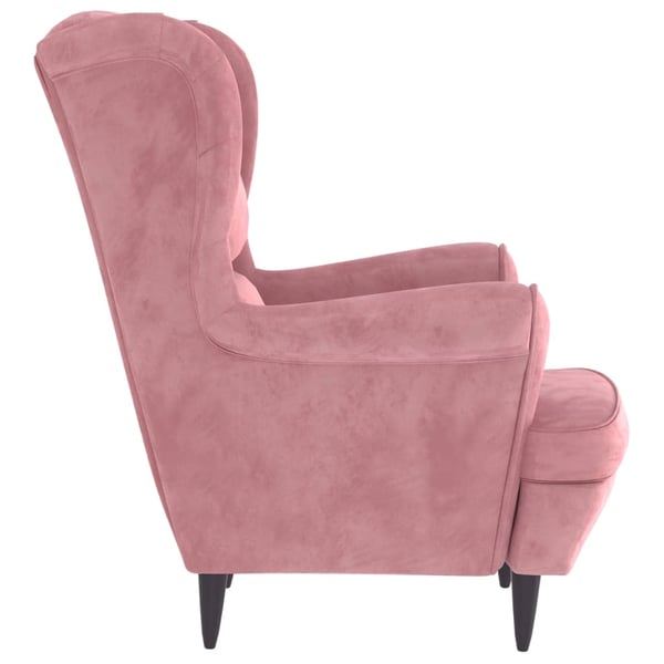 vidaXL Öronlappsfåtölj med pall rosa sammet