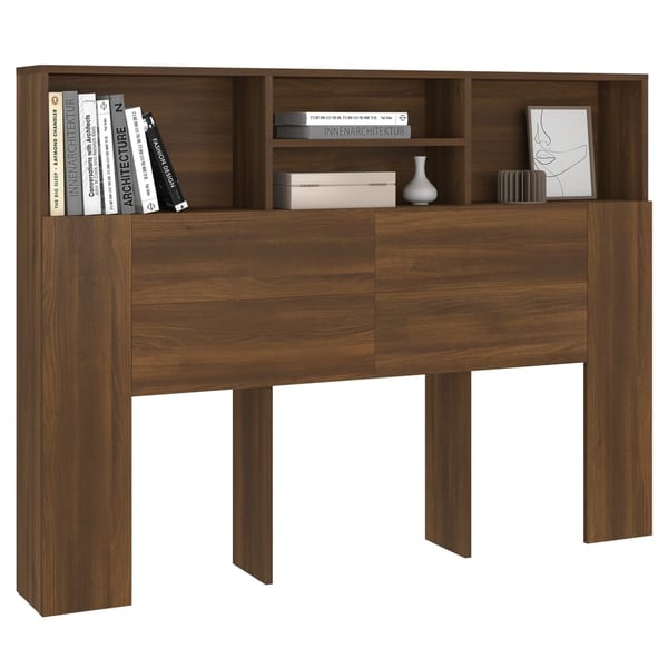 vidaXL sengegavl med opbevaring 140x19x103,5 cm brun egetræsfarve