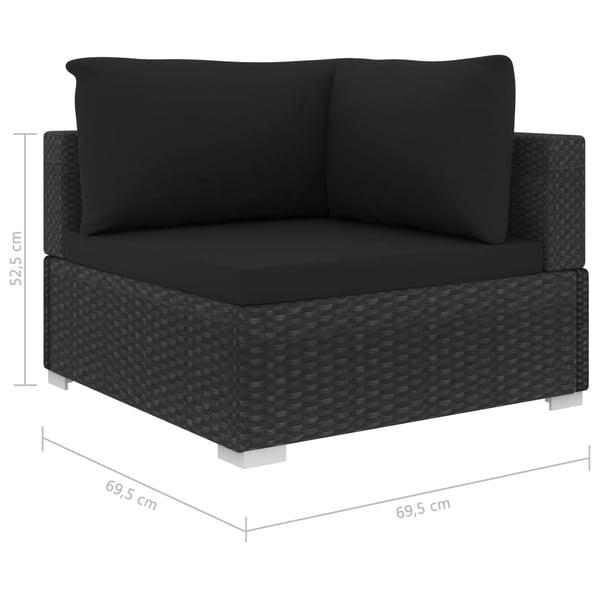 vidaXL haveloungesæt 11 dele med hynder polyrattan sort