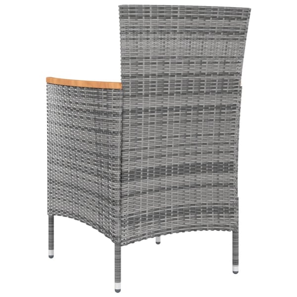 vidaXL udendørs spisebordssæt 9 dele med hynder polyrattan grå