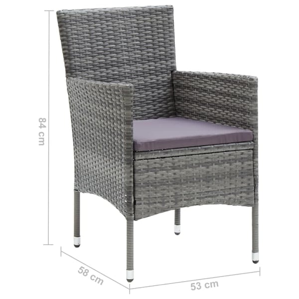vidaXL spisebordssæt til haven 9 dele med hynder polyrattan grå