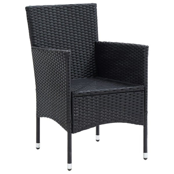 vidaXL spisebordssæt til haven 7 dele med hynder polyrattan sort
