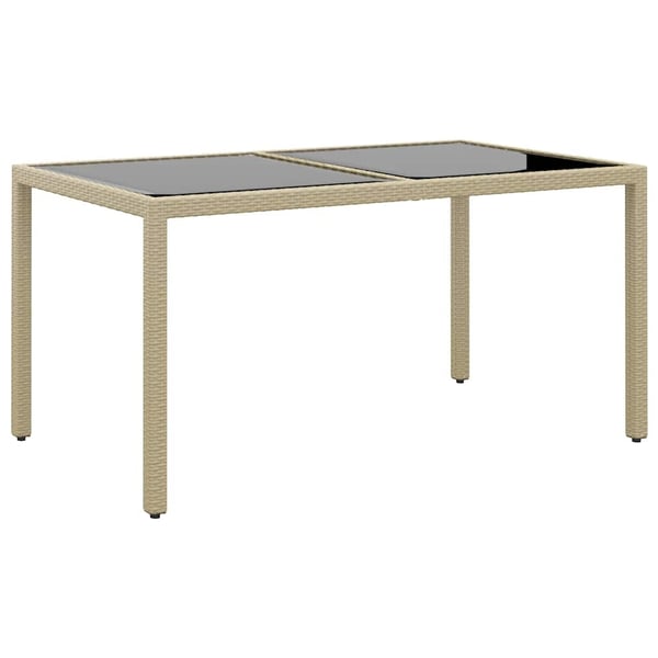 vidaXL spisebordssæt til haven 7 dele polyrattan og hærdet glas beige